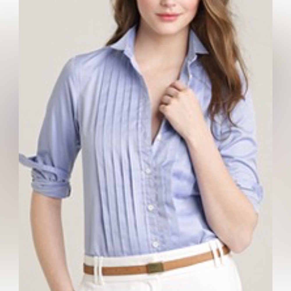 J.Crew X Thomas Mason Premium Tuxedo Shirt Blue size 6